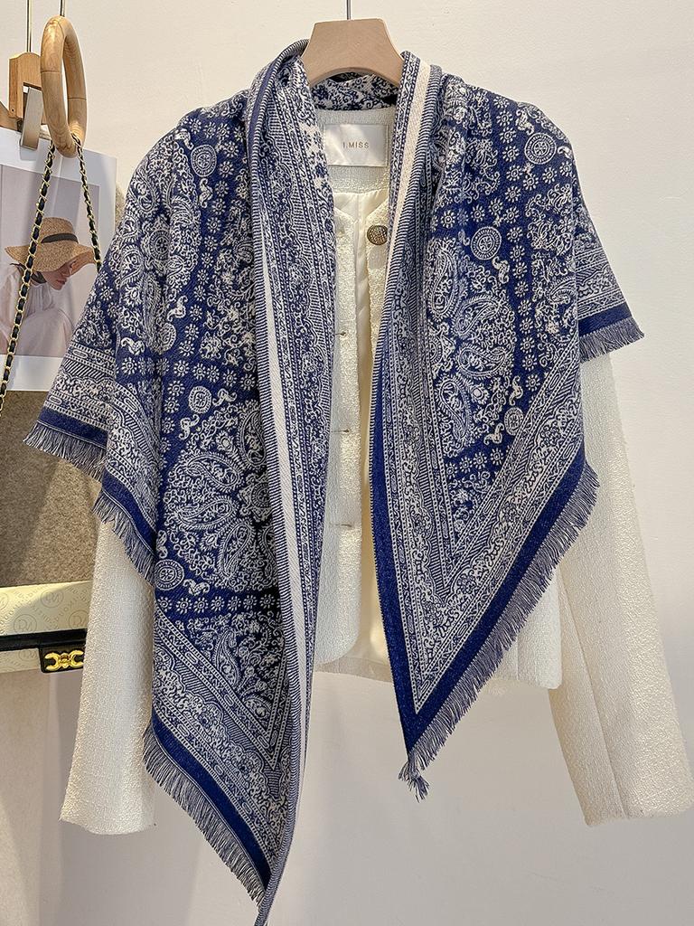 Women's Paisley Print Cashmere Shawl Imitation Pashmina Scarf Soft Warm Winter Wrap Fashionable Female Design Blanket Bufanda