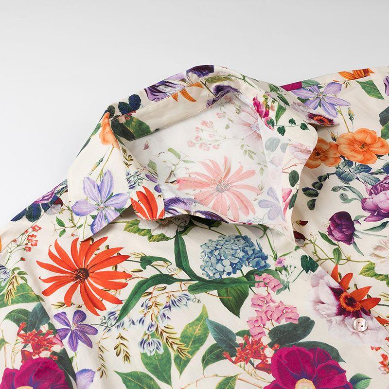Jnleaog Autumn New Women's Clothing Fashion Style Stylish Florals Print Poplin Shirt 2945216