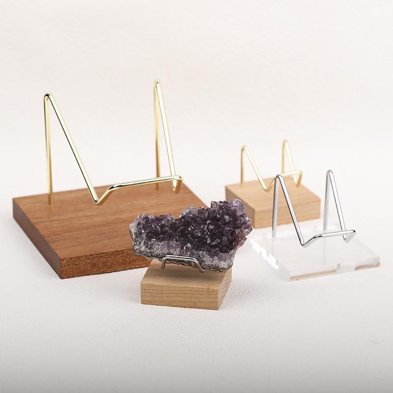 Crystal Cluster Display with Acrylic & Wood Base for Home or Office Decoration