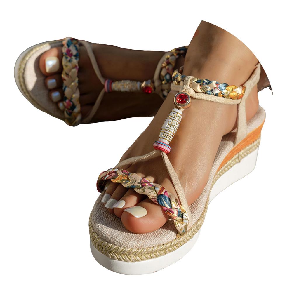 Platform Toe Bohemian Women'S Shoes Soft Soled Slip Sandals Womens Wedge Sandal Soft Sandals For Women
