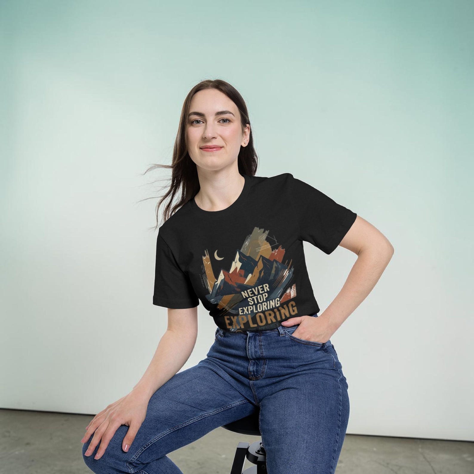 Never Stop Exploring mountain graphic T-Shirt | adventure travel outdoors L