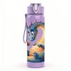 1PC Fantasy Blue Dragon Pattern 750ml Color Plastic Sports Water Bottle Leakproof Flip Straw Lid Suitable for Sports Office Home Use