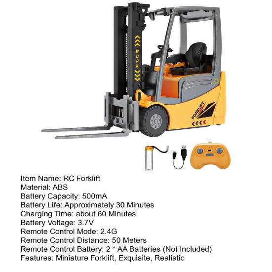 RC Forklift Toy 2.4Ghz Remote Control Forklift Miniature Forklift with Movable Front Fork RC Construction