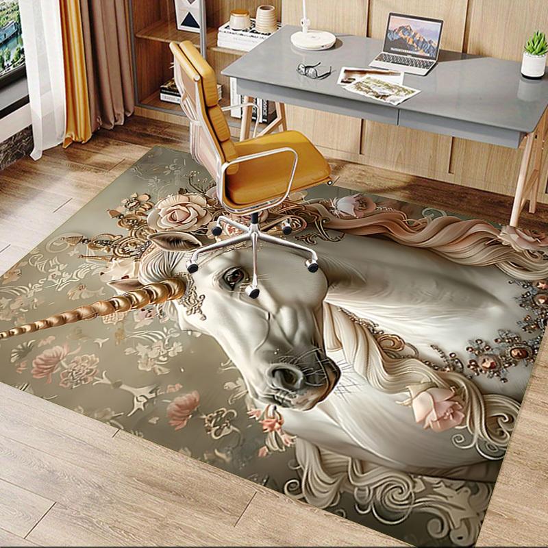 1PC Unicorn Flowers Extra Large Non Slip Floor carpet, Office, family, bedroom Large Area Rug Indoor Rugs, Vibrant Colors
