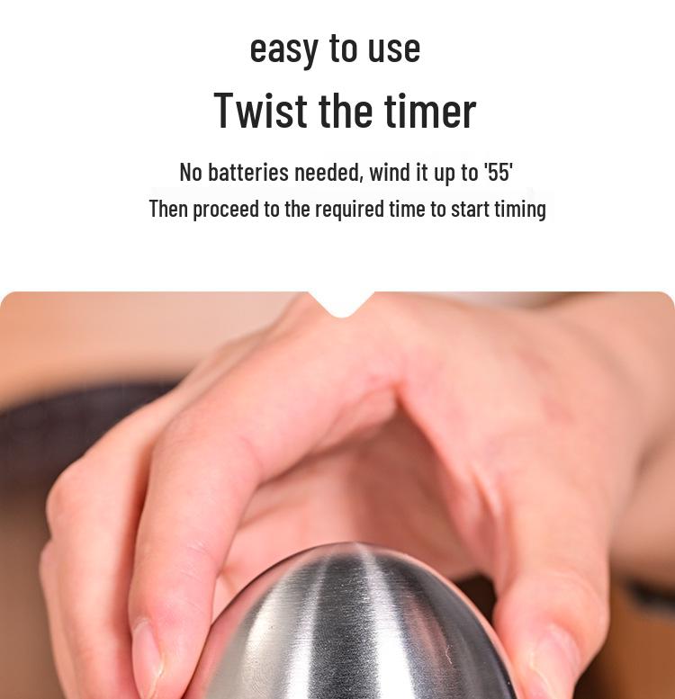 Egg-Shaped Stainless Steel Kitchen Timer for Cooking and Baking