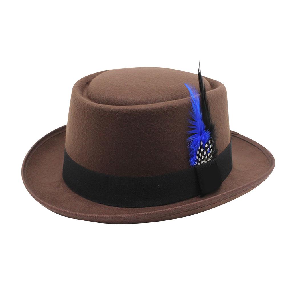Unisex Round Top Woolen Small Hat, Gentleman Jazz Hat, Holiday Versatile Decorative Hat