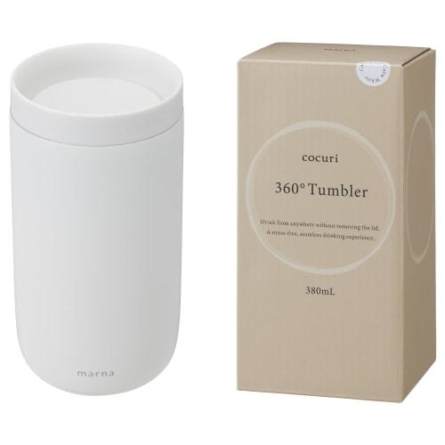 Marna 360 Tumbler (380ml) - Drink with the Lid On, Smooth Mouth (Double-Wall Vacuum Insulation/Heat/Cold Insulation), Easy to Clean, with Lid, Coffee