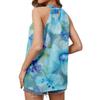 Tanktops für Damen, lockere Passform, plissiert, Sommer, Blumenmuster, Schmetterlings- und Federdruck, ärmellose Oberteile