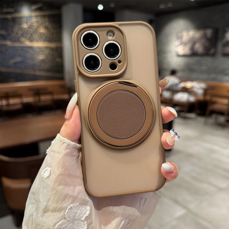 Applicable To iPhone16Pro Mobile Phone Case, Matte Skin-sensitive Magnetic Suction Rotating Bracket, Apple 15Pro All-inclusive Protective Case.