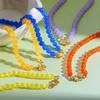Ins Fresh Rainbow Cat's Eye Glazed Necklace Plated 18K Gold Stainless Steel Summer Dopamine Stacked Necklace Women
