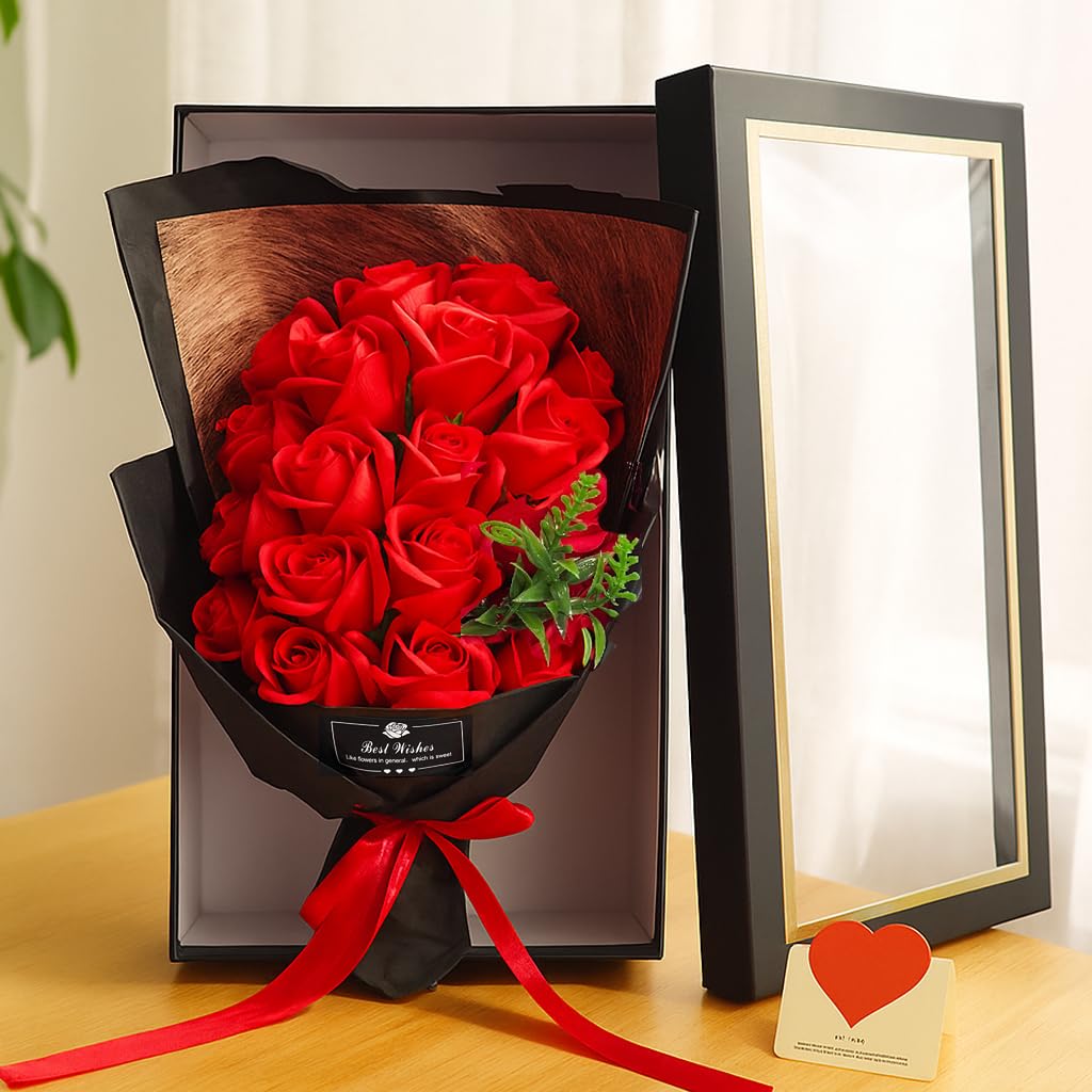 

Букет цветов Мыло из цветов Подарок на день рождения Женщине Маме HWSHOW Подарочная коробка Никогда не увядающие цветы Розы Мыло 60-летие Свадебная годовщина