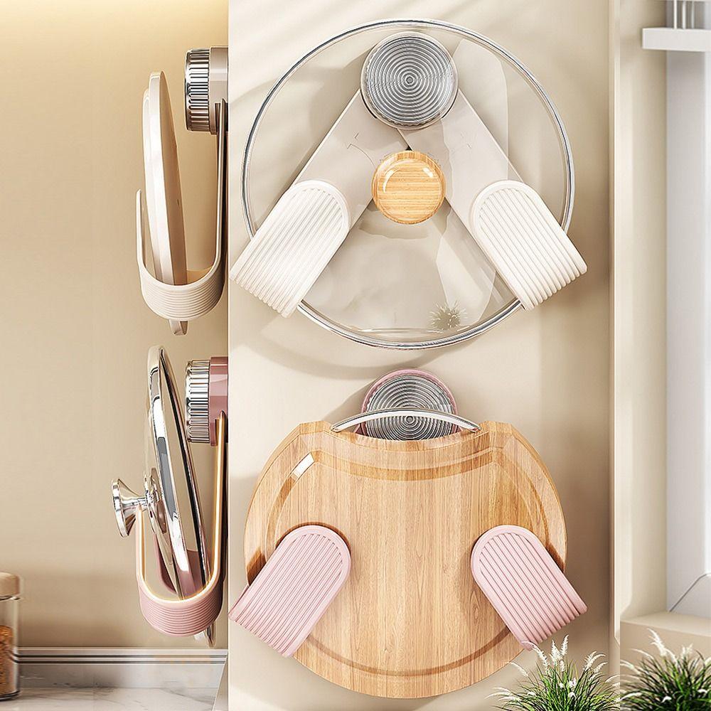 Wall Hanging Pot Cover Rack Suction Cup Kitchen Storage Rack Pan Cover Storage Holder  for Kitchen