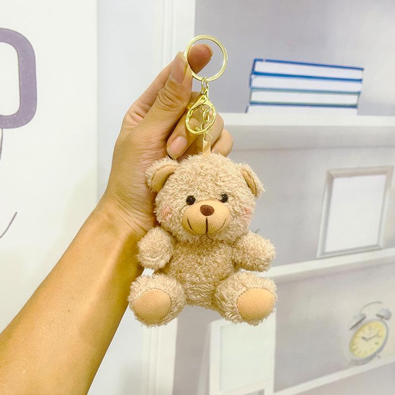Cool Teddy Bear Plush Keychain Cute Stuffed Animal Pendant For Student School Bag Backpack Charm Accessory 12cm