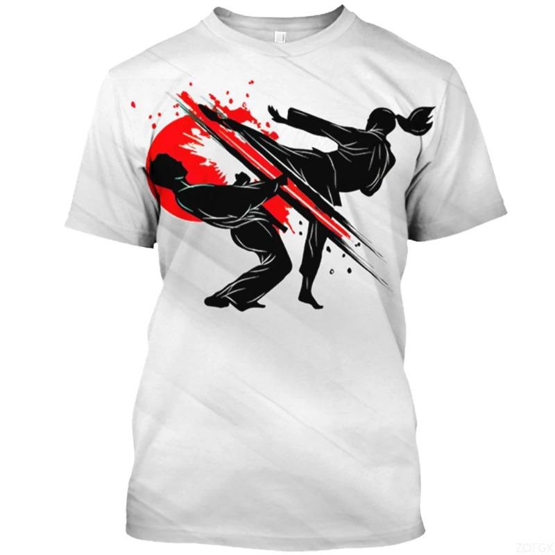 Japanese Training T-shirt Men's 3D Karate Printed T-shirt Sportswear Men's Sweat Absorbing Breathable T-shirt