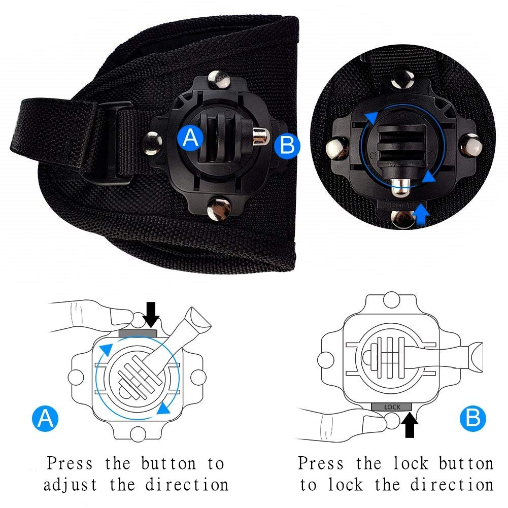 SZsic GOPRO Wrist Strap Mount 360 Degree Hand Mount with Strip Belt for GoPro Hero 8 7 6 5 4 Black DJI OSMO Xiaoyi AKASO Camera Accessories [2-Pack