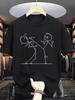 Unisex Crew Neck Tee Funny Fight Stick Figure Line Graphic Print Soft Cotton Loose Short Sleeve Summer Casual Male Streetwear Tops
