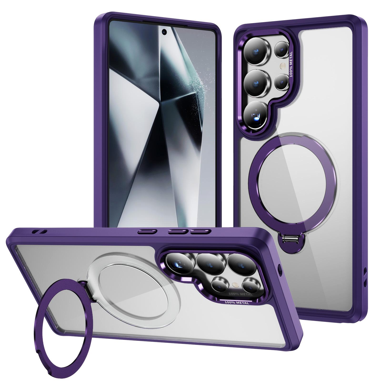 

Phone Case with Rope Hole, High Transparency 360 Degree Rotating Ring Holder, Creative Hardware Lens Frame for Samsung Phones S25Ultra