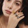 European Minimalist Ferris Wheel Titanium Steel Ring with PVD Electroplated 18K Gold Finish – Unisex, In Stock