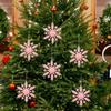 6Pcs Christmas Glitter Snowflake Ornaments, Plastic Snowflake Decorations For Christmas Tree  Year Holiday Party Decor