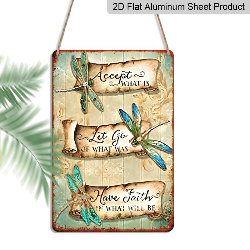 

2D Flat, Vintage Dragonfly Metal Sign - 8x12 Inch Retro Dragonflies Aluminium Wall Art Decor, Durable Metal Picture for, Cafe, Bar, Kitchen, Bathroom 20*30cm