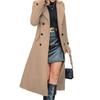 Casaco Peacoat Clássico de Lã com Lapela Notch Longa Casaco Trench Coat Feminino Casual Outono Inverno Sobrecasaco