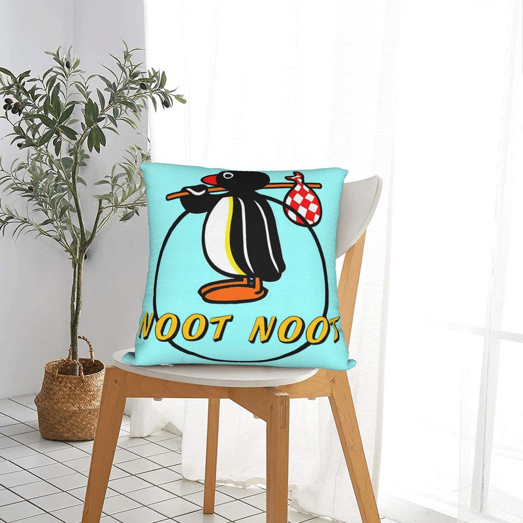 Noot Noot Poszewki na kwadratową poduszkę Pingu Pinga Pokrowiec na poduszkę z pingwinem Dekoracyjna poszewka na poduszkę do domu 18"x18"