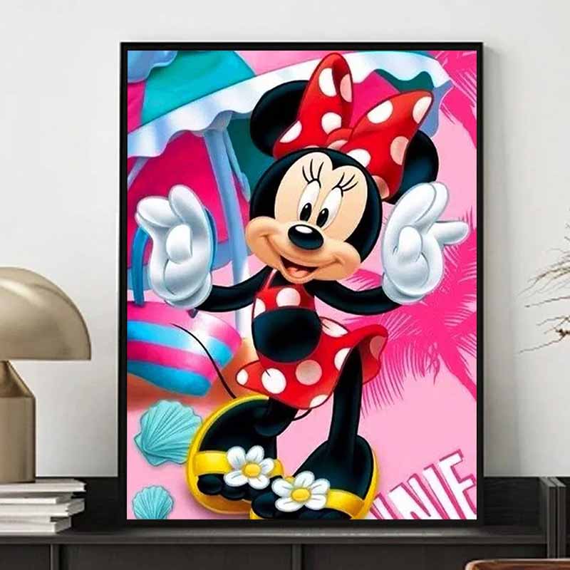 Disney Diamond Painting Minnie Mouse Summer Beach Vibrant Illustration 5D Diamond Painting Art Embroidery Cross Stitch Room Decoration