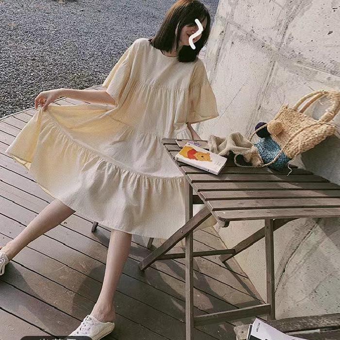 Korean Style Summer Maternity Dress Set - Long, Plus Size & Trendy for Hot Moms