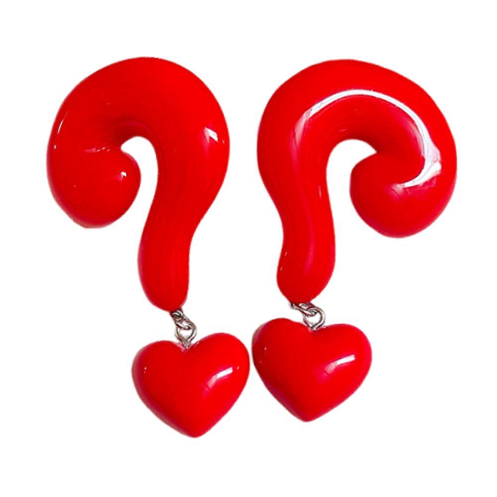 Large Question Mark Exaggerated Drop Earrings Heart-Shaped Ear Stud  Holiday