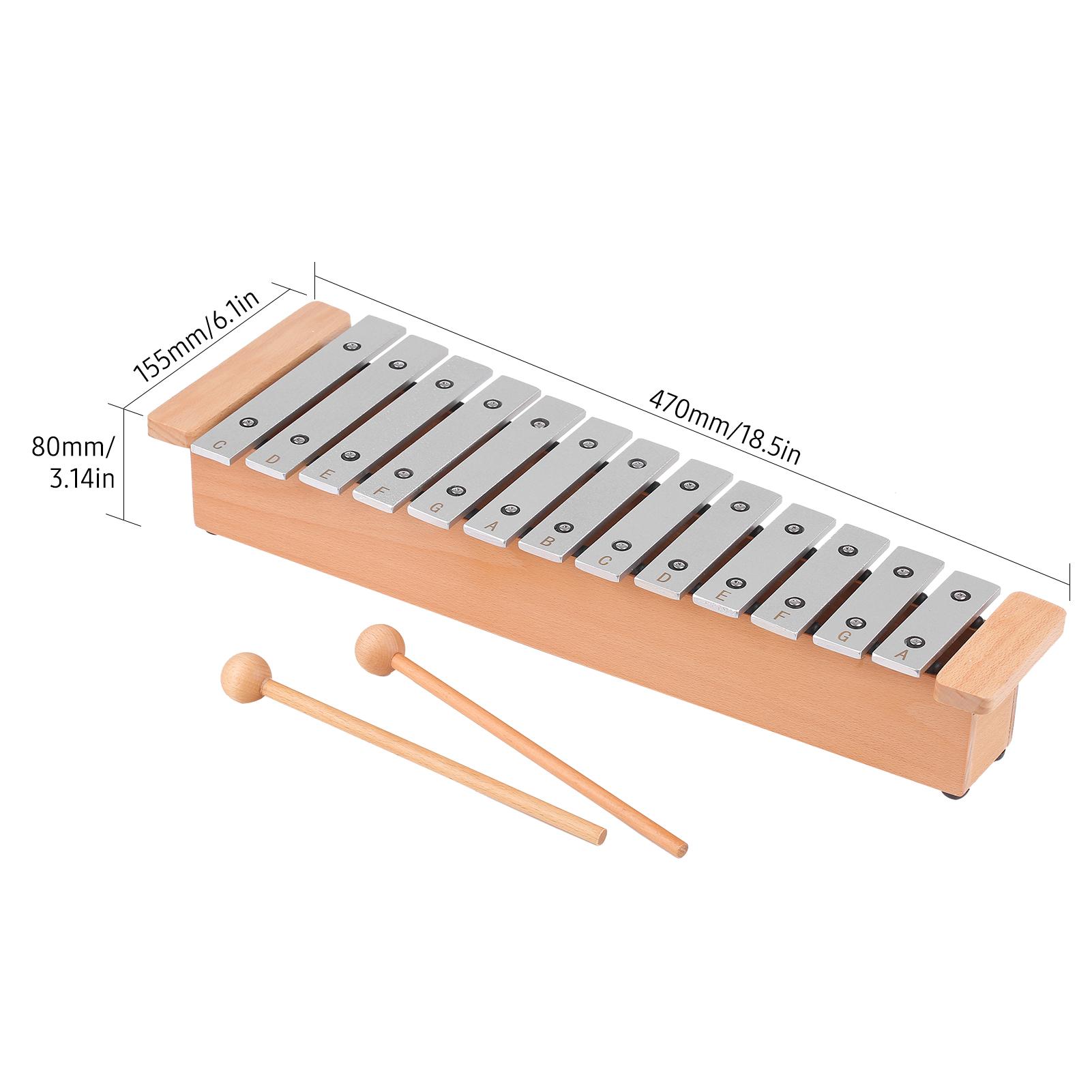 

Portable Aluminum Piano Percussion Instrument Musical Instrument with Wooden Sticks 13-Note Glockenspiel