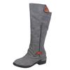 Women Zipper Square Heel Solid Color High Boots Knee-High Shoes Round Toe Boots