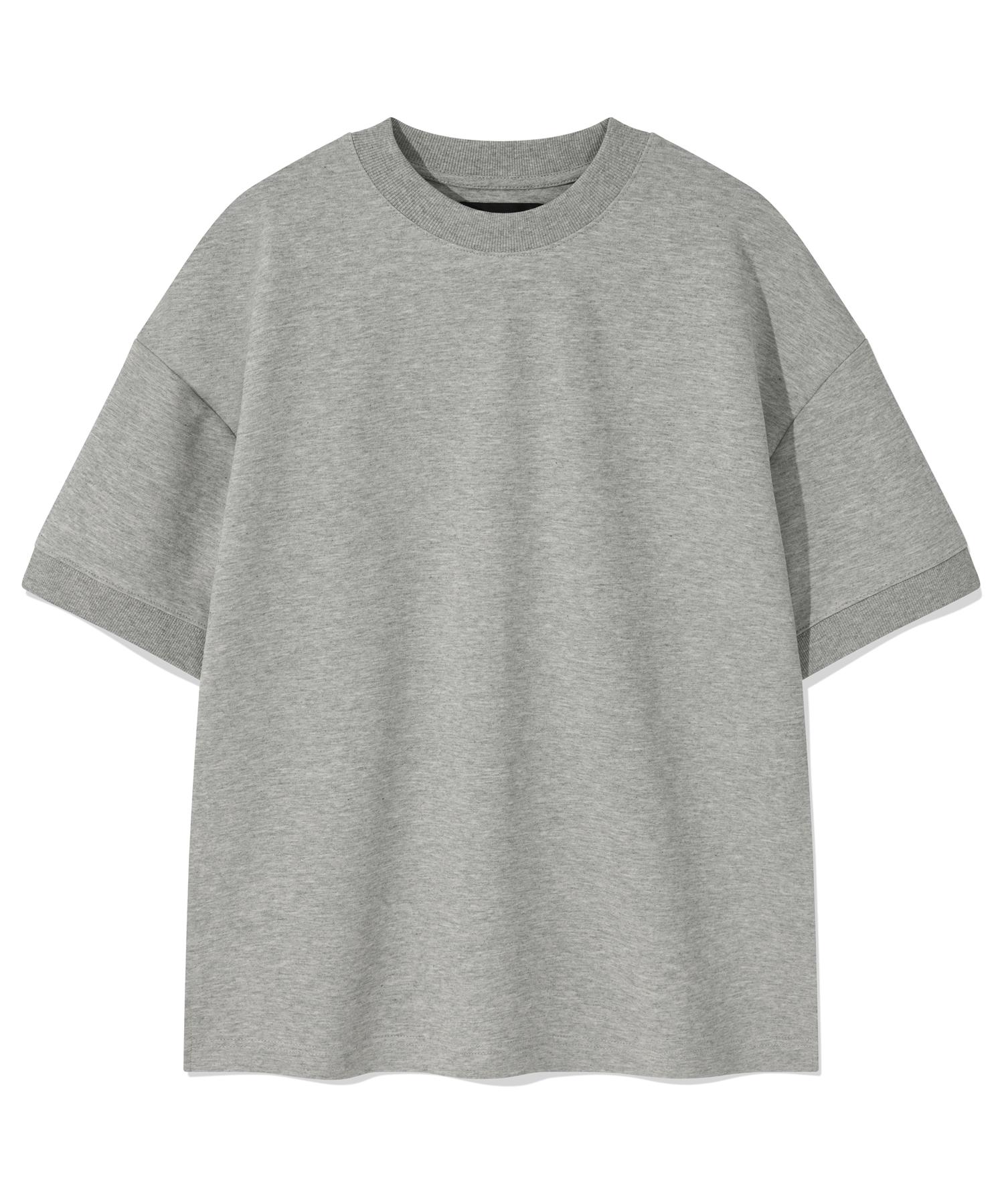 Nombeule Basic Logo Embroidered Oversized Short Sleeve Sweatshirt [Gray] Gray/L