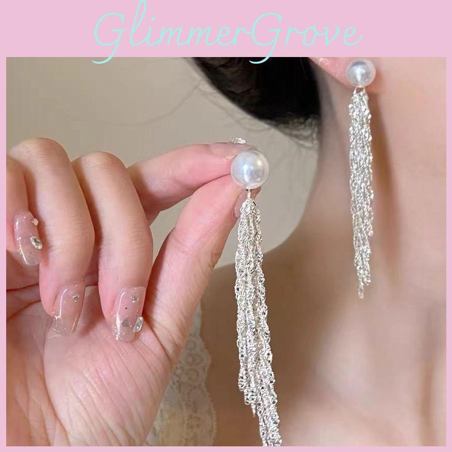 Pearl Tassel Artificial Earrings Geometric Shapes For Womens Collection Trendy