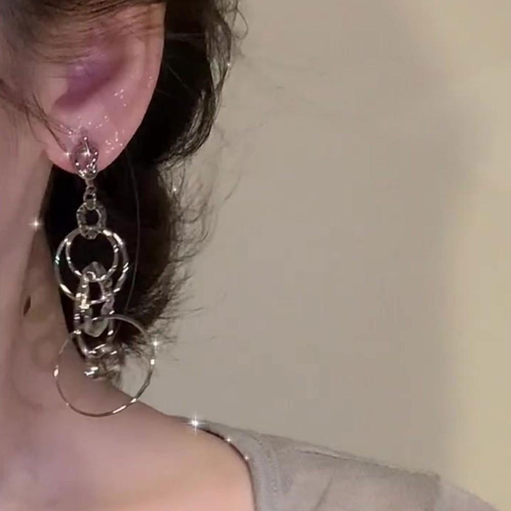 Multi-layers Round Hollow Earrings Long Chain Ear Accessories Dangle Earrings  Date Night