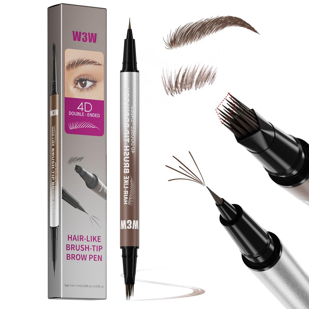 W3W Eyebrow Pencil Waterproof And Non-Smudging 4D Micro-Engraving Double-Headed Eyebrow Pencil Eyeliner 2In1 Liquid Eyebrow Pencil