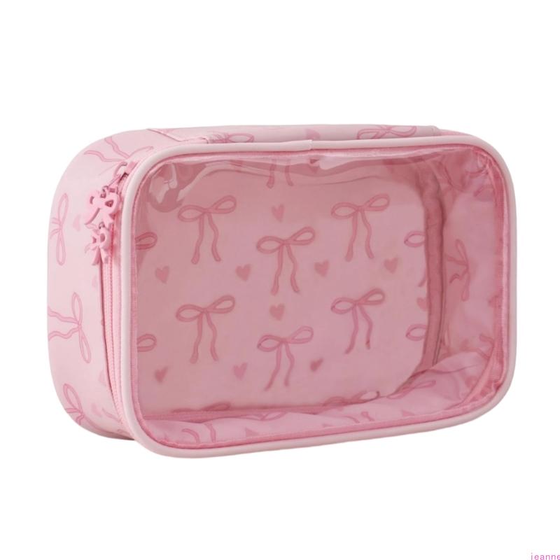 Stylish See Through Butterfly Bowknot Beauty Bag Storage Container with Bows For Organizing Skincare Products