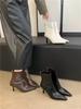 Mode 2025 Frühling Spitzschuh Damen Moderne Stiefeletten Mode Weiches Leder Kurze Stiefeletten Prägnante High Heels Schuhe