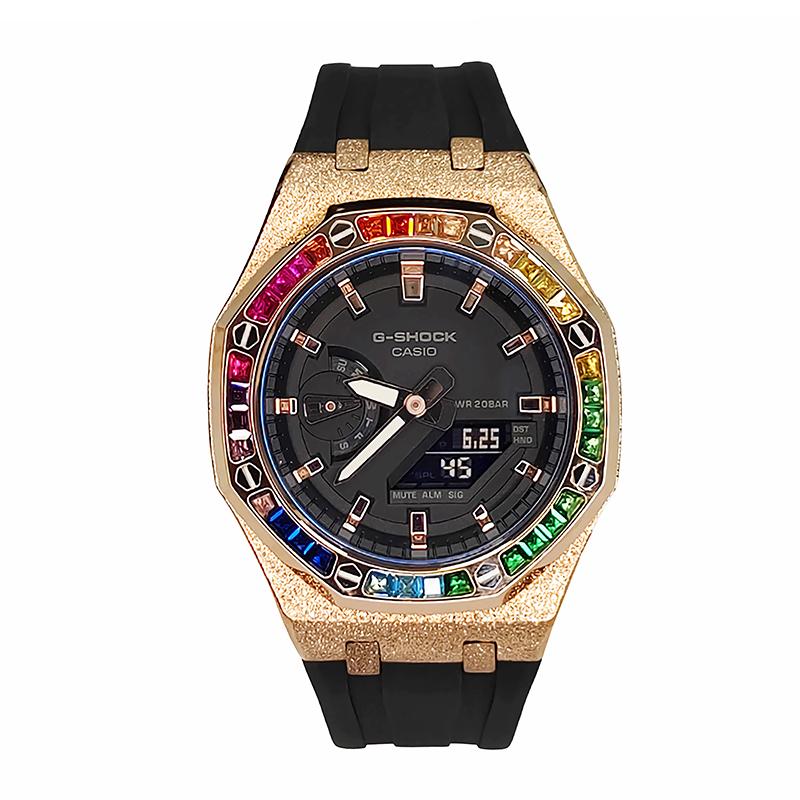 CASIO Men Liquid Crystal,Analog Dual Display Series 44mm Black Watch GA-2100-1A1(Watch3--)