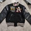Mens Lightweight Cotton Blend Baseball Jacket Slim Fit Streetwear Embroidered Letter Design Stand Collar