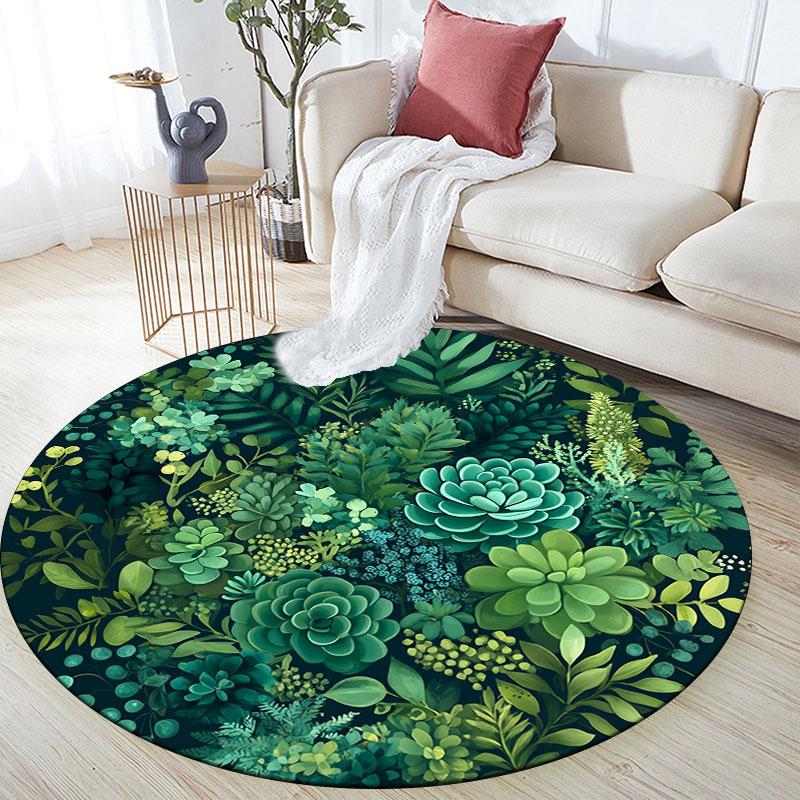 Plants pattern round rug,Carpet Rug for Living Room Bedroom Playroom ,Non-slip Floor Mat,Holiday Gifts and Birthday Gifts.