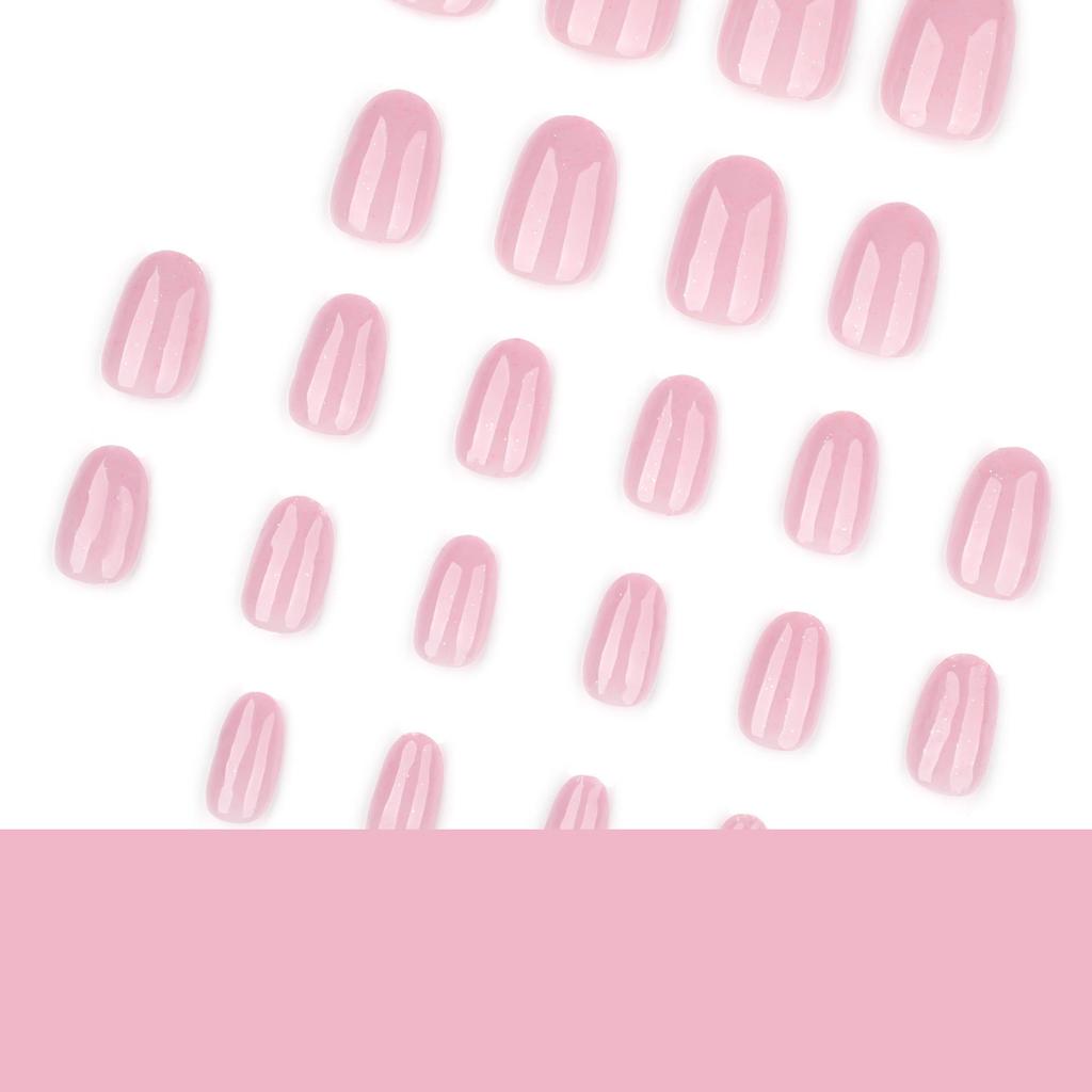 Glitter Shiny Nail Art: Short Round Wearable False Nails