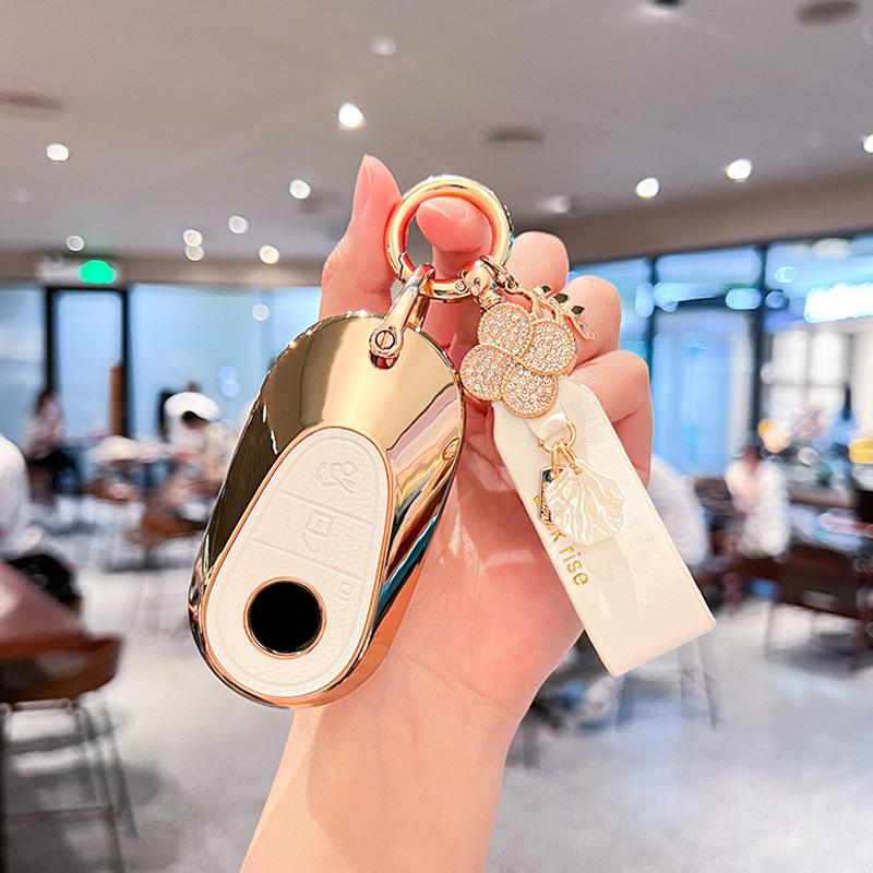 TPU Leather Car Key Case Remote Cover Shell Holder Keychain for Mercedes Benz A B C E S Class S400L CLA CLS GLC GLE GLS EQE EQS