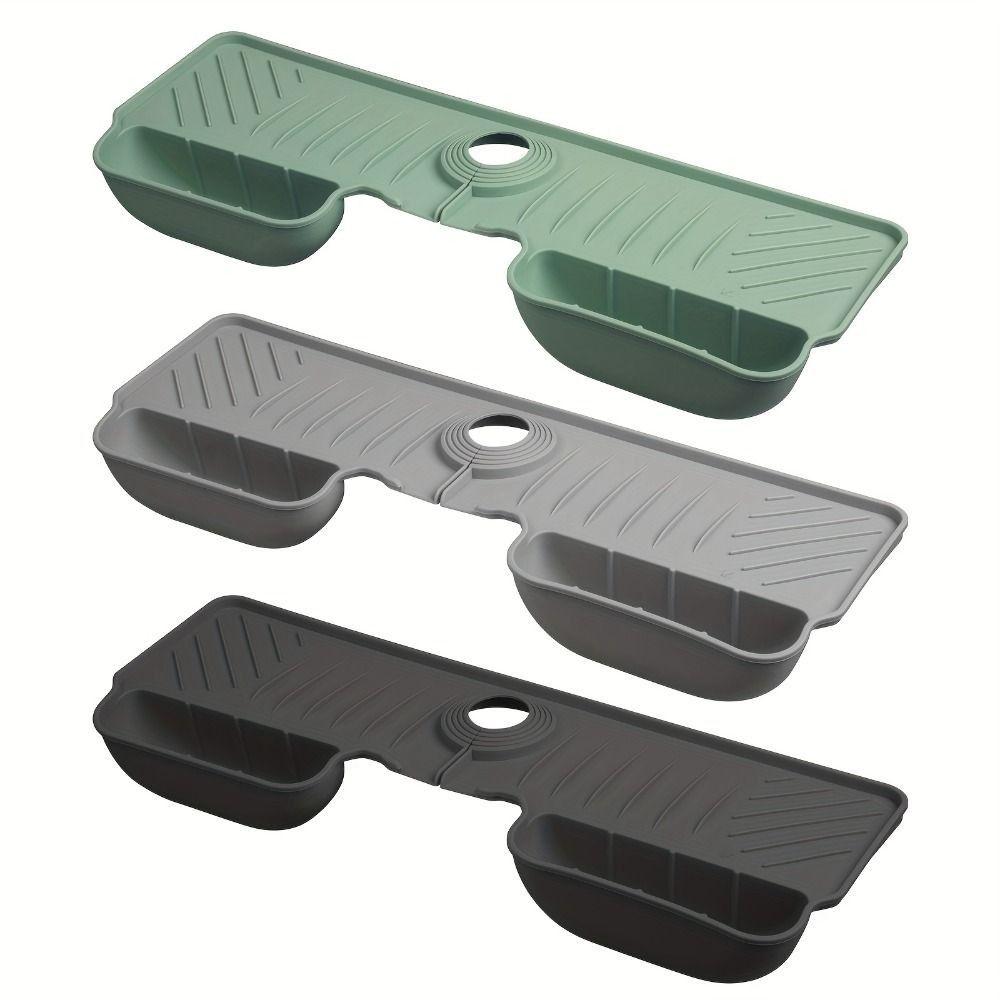 

Silicone Draining Organization Plate Waterproof Drainage Pad Sink Splash Guard Bathroom зелёный