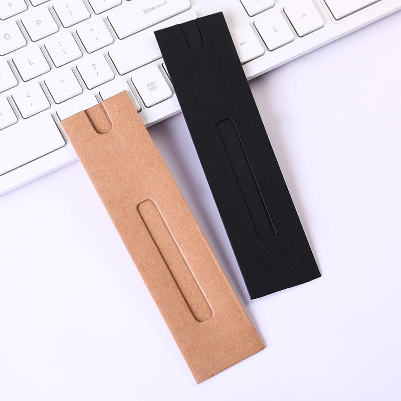 Schwarze Kraftpapier Stift Hülle mit bedruckbarem Logo - Einzelner Stift Schreibwaren Box mit Fenster