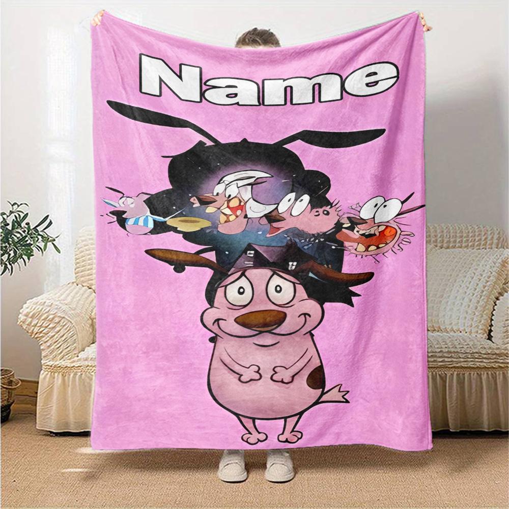 Customiz Name Personality Courage the Cowardly Dog Blanket Soft &Warm Sofa Office Bed Travel Lunch Break Blanket, Gift Suitable All Seasons