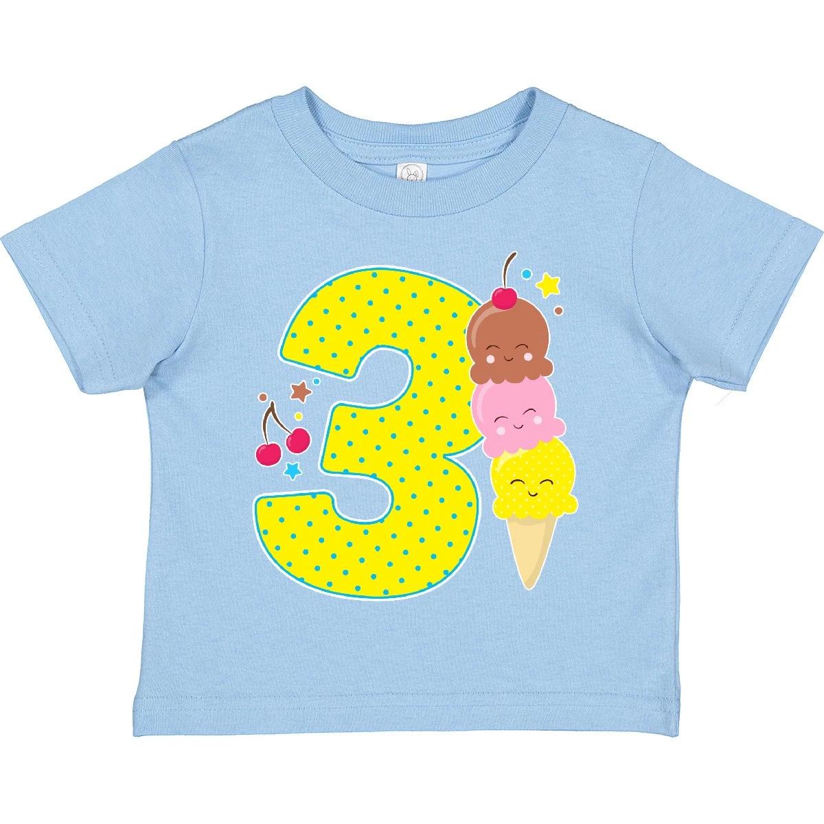 Inktastic Ice Cream Third Birthday Blue Toddler T-Shirt Birthdays 3rd Three 3 150