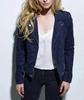 Navy Blue Women's Handmade Casual Biker Soft Lambskin Suede Leather Jacket Stylish