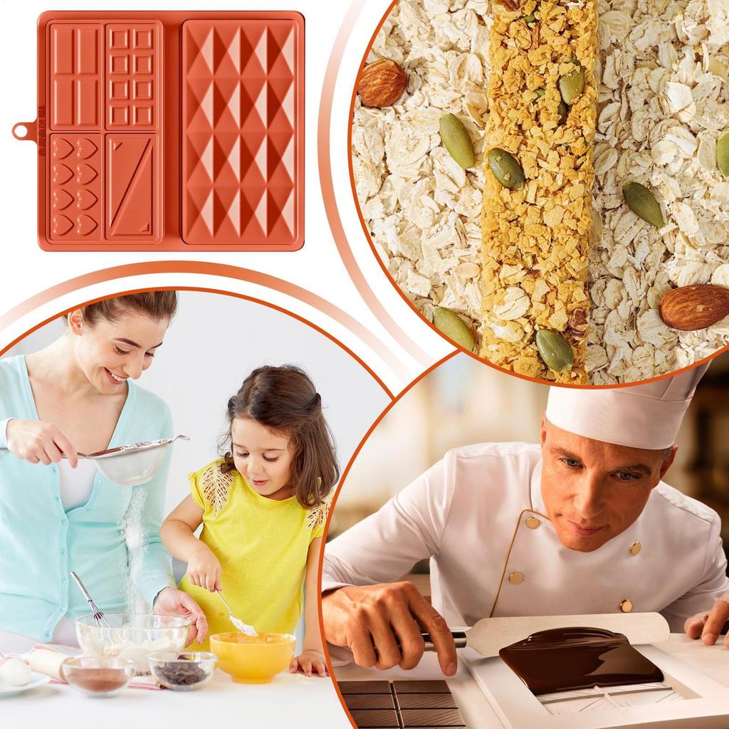 Chocolate Bar Mold Non-Stick Snack Bar Chocolate Mold Dessert Molding Kitchen Baking Supplies For Cake Shop Home Farmhouse Cafe