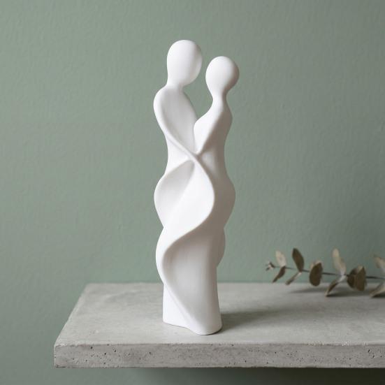 3D Printed Couple Statue Modern Abstract Lovers Figurine Romantic Crafts for Wedding Valentine's Day Gifts Home Bedroom Shelf TV Cabinet Decor
