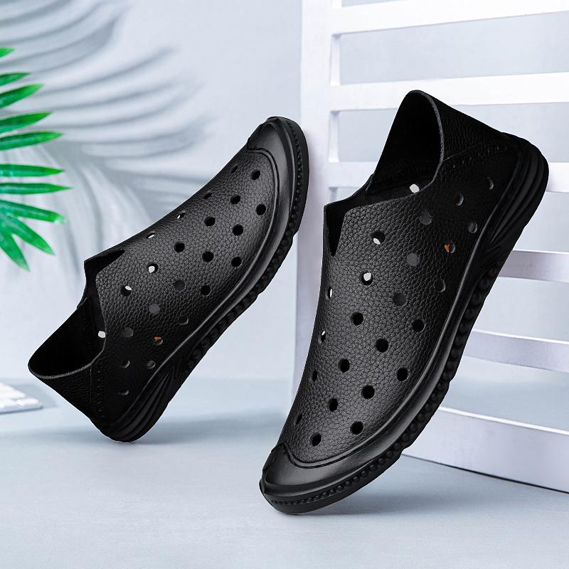 Fashion New 2024 Summer Loafers Shoes Breathable Men Casual Shoes Comfy Luxury Sandals Men's Shoes Hollow Out Slip On Office Footwear